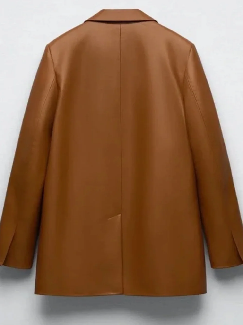 NWOT ZARA Tan Faux Leather Blazer Jacket - Picture 2 of 4